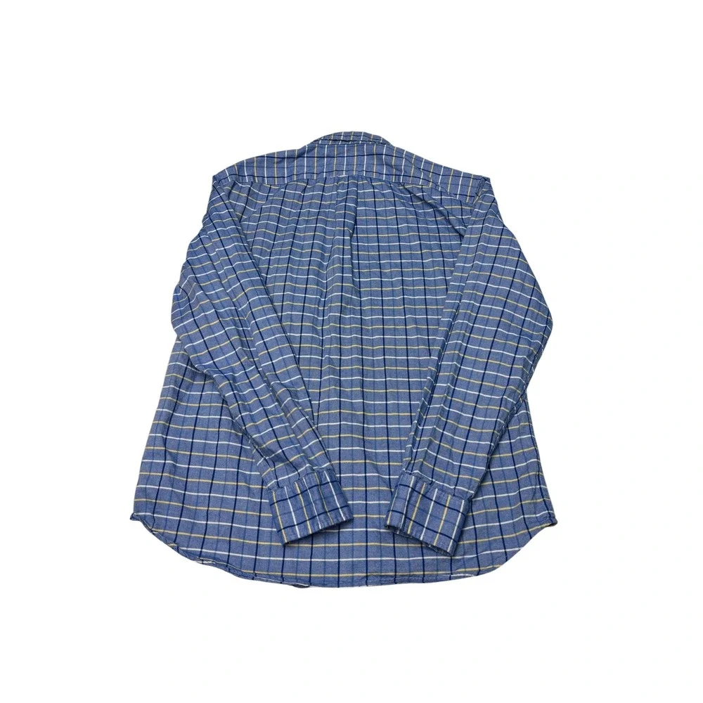 J. Crew Mens Slim Broken-In Oxford Blue Plaid Organic Cotton‎ Shirt Large L